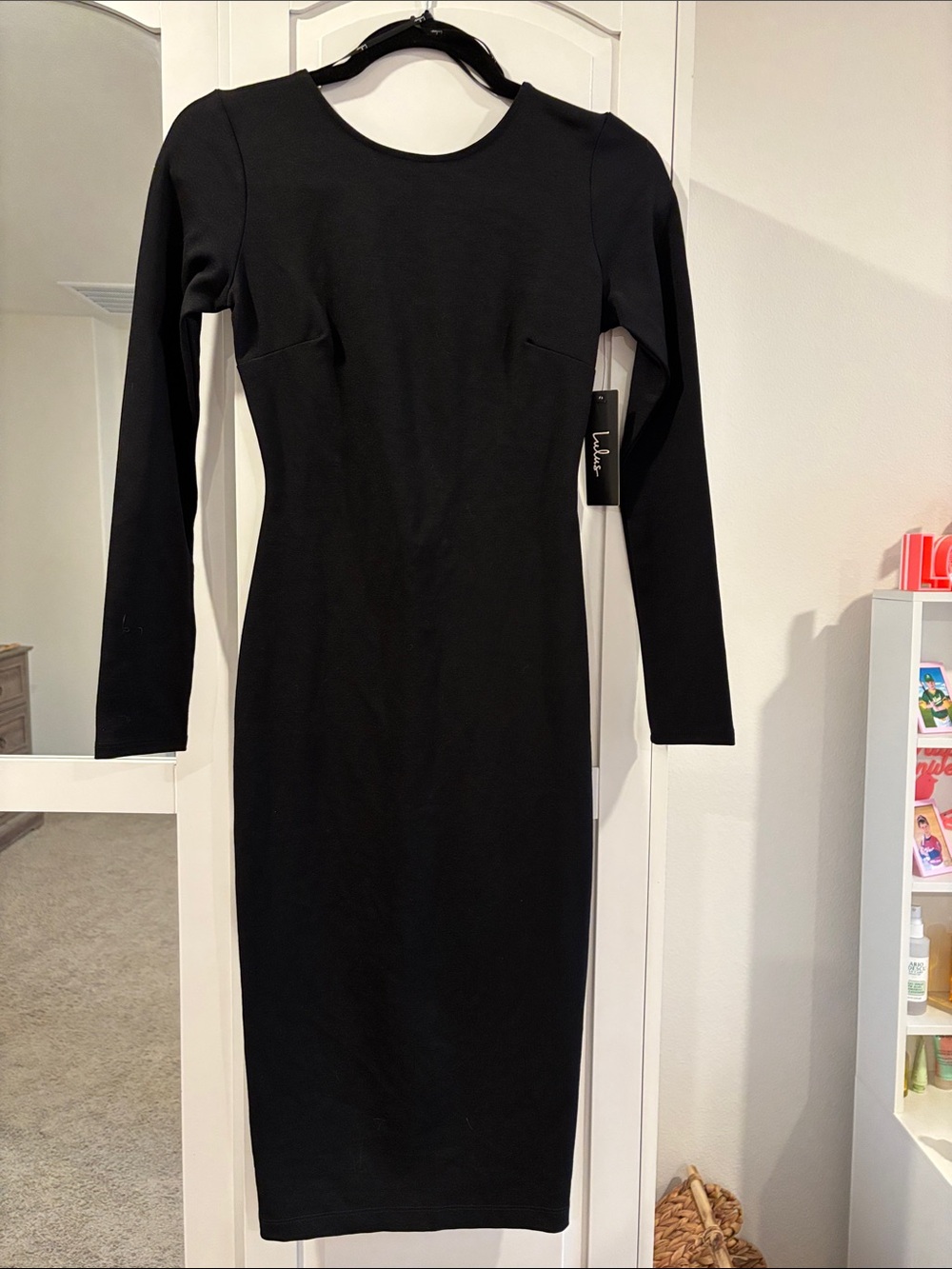 Lulus Black Long Sleeve Bodycon Midi Dress